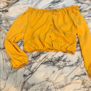 fashion nova yellow off the shoulder top medium